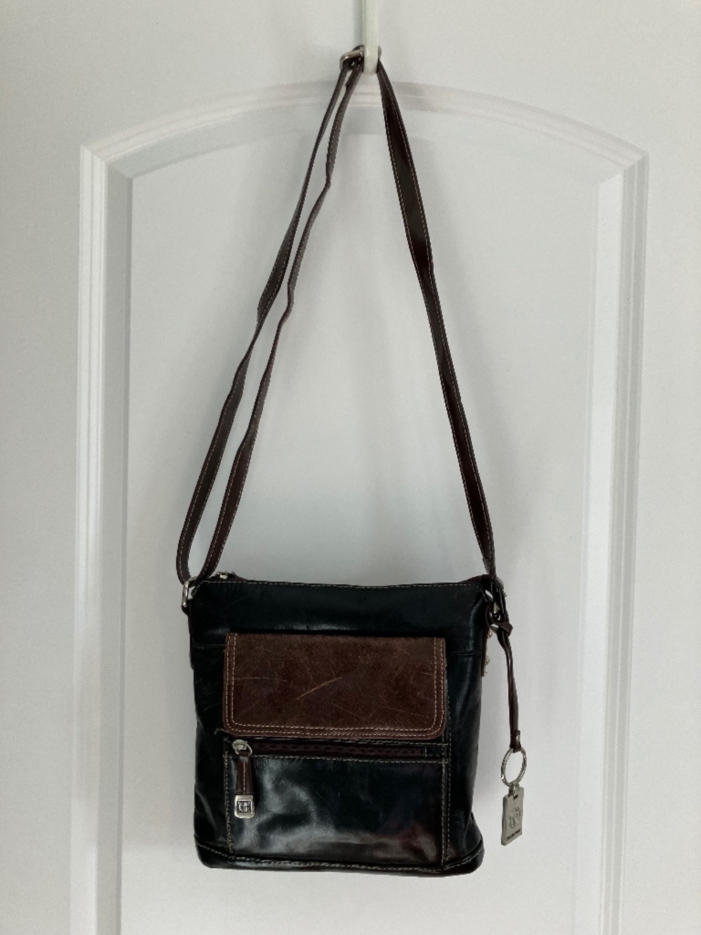 Giani Bernini Genuine Leather Black & Brown Crossbody Bag